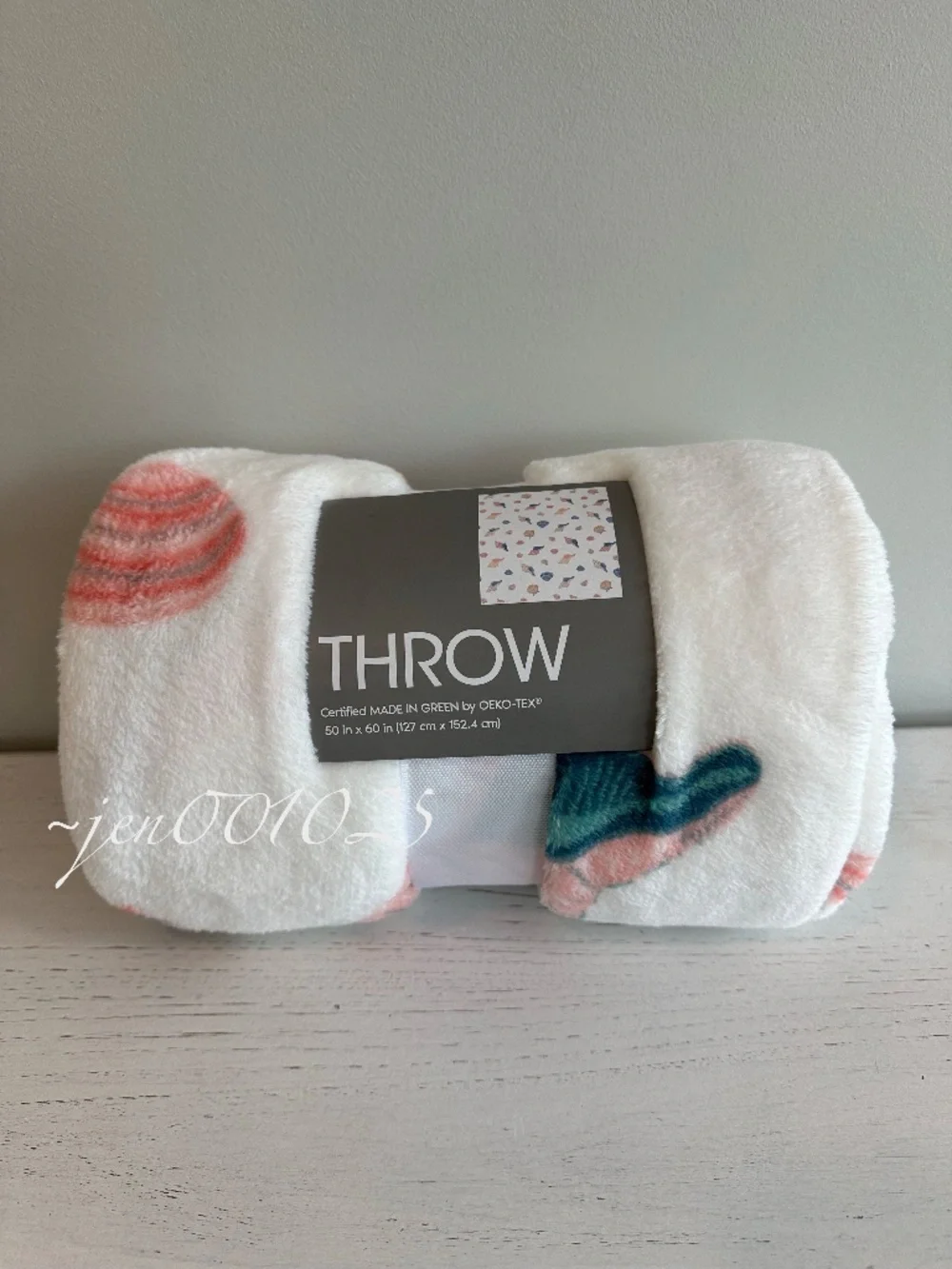 Seashell Printed Plush Throw Blanket Coastal